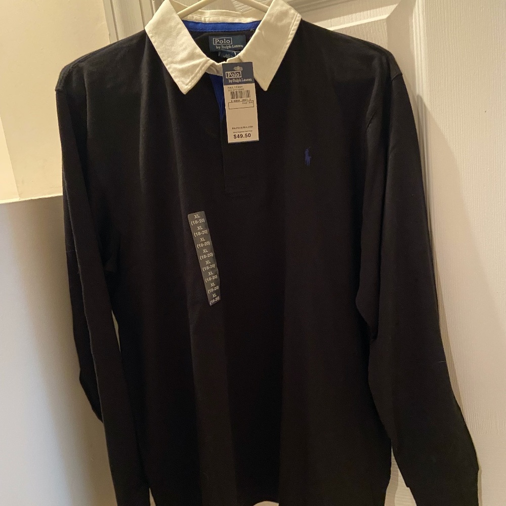 Boys XL (18-20) Polo by Ralph Lauren Black Rugby Shirt NWT